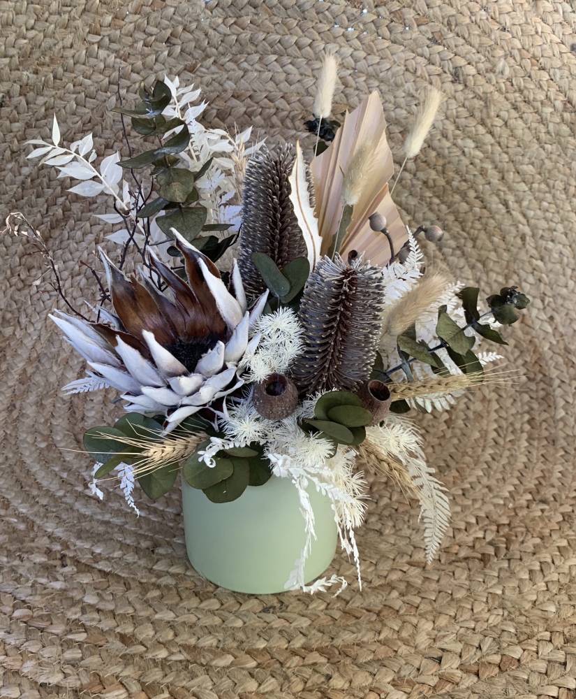 Dried Arrangement in a Ceramic Container -